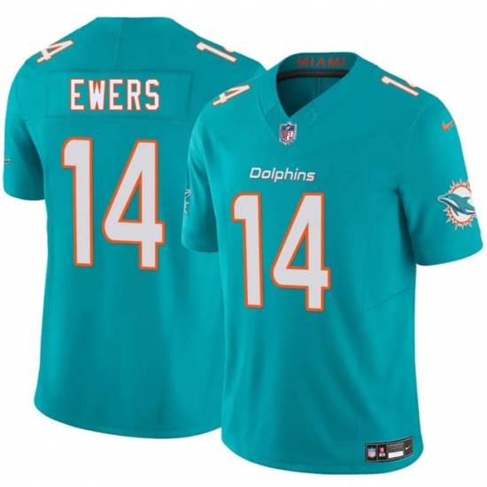 Men's Miami Dolphins 14 Quinn Ewers Aqua 2025 Draft F.U.S.E. Vapor Limited Football Stitched Jersey