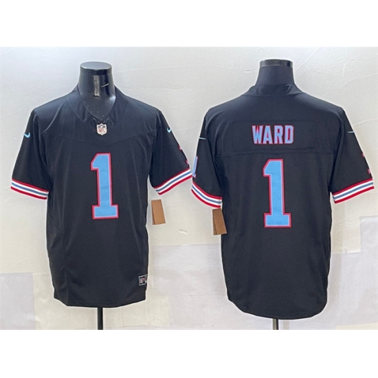 Men's Tennessee Titans 1 Cameron Ward Black 2025 Draft F.U.S.E. Vapor Limited Football Stitched Jersey