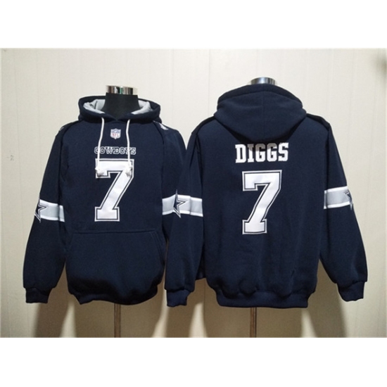 Men's Dallas Cowboys 7 Trevon Diggs Navy Ageless Must-Have Lace-Up Pullover Hoodie