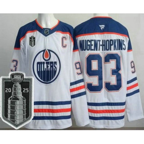 Men's Edmonton Oilers 93 Ryan Nugent Hopkins White 2025 Stanley Cup Final Authentic Jersey