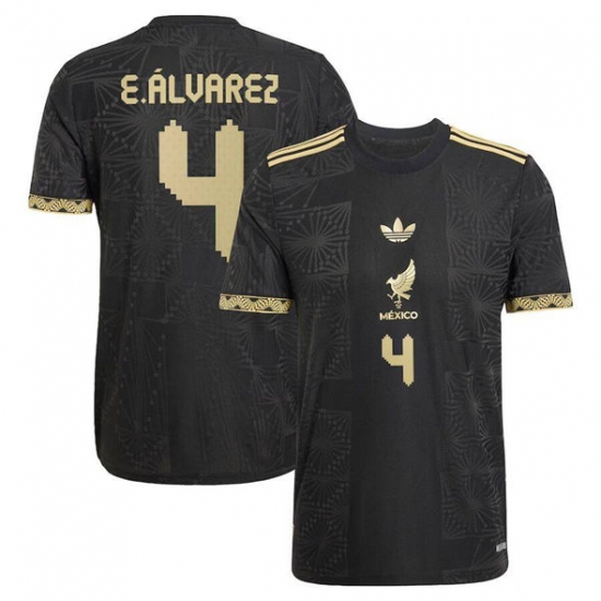 Men's Mexico 4 Edson Alvarez Black 2025 Soccer Jersey