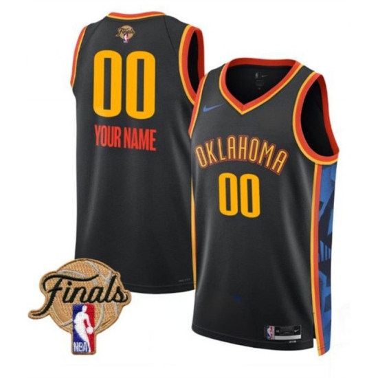 Men's Oklahoma City Thunder Active Player Custom Black 2024-25 City Edition Stitched Basketball Jersey