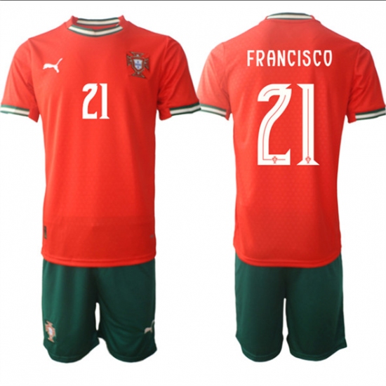 Men's Portugal Team 21 Francisco 2025 Red Home Soccer Jersey Suit
