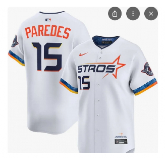 Men's Houston Astros 15 Isaac Paredes Nike White Home Replica Jersey