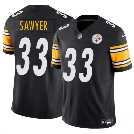 Men's Pittsburgh Steelers 33 Jack Sawyer Black 2025 Draft F.U.S.E. Vapor Limited Football Stitched Jersey