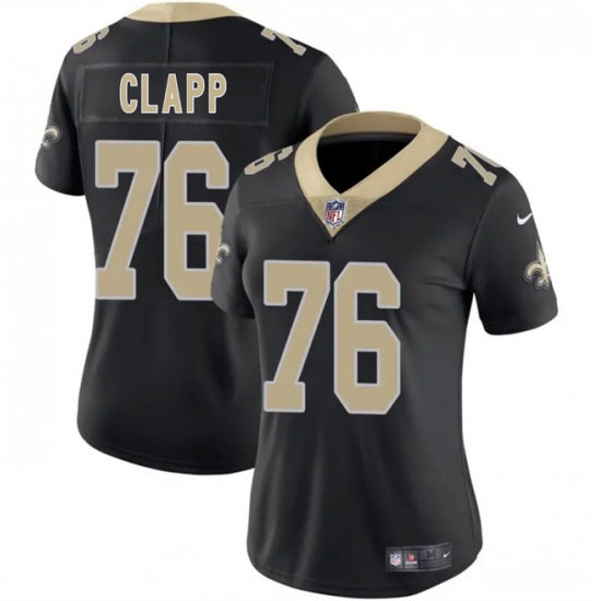 Women's New Orleans Saints 76 Will Clapp Black 2025 Vapor Stitched Game Jersey(Run Small)
