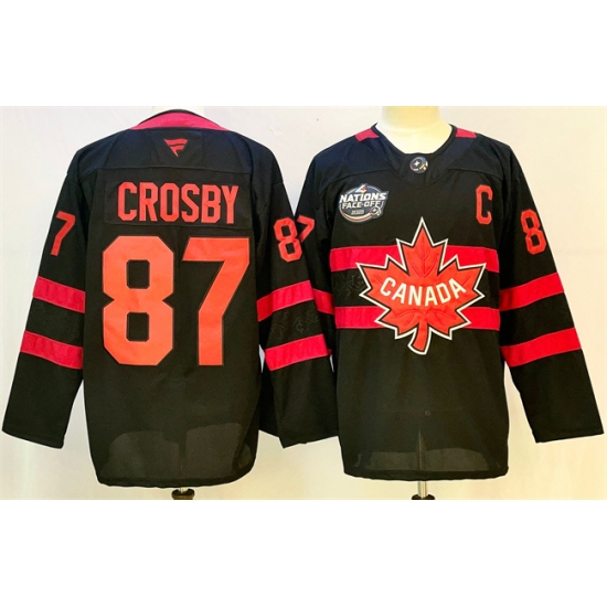 Men's Canada 87 Sidney Crosby Black 2025 4 Nations Face-Off Premium With C Stitched Jersey