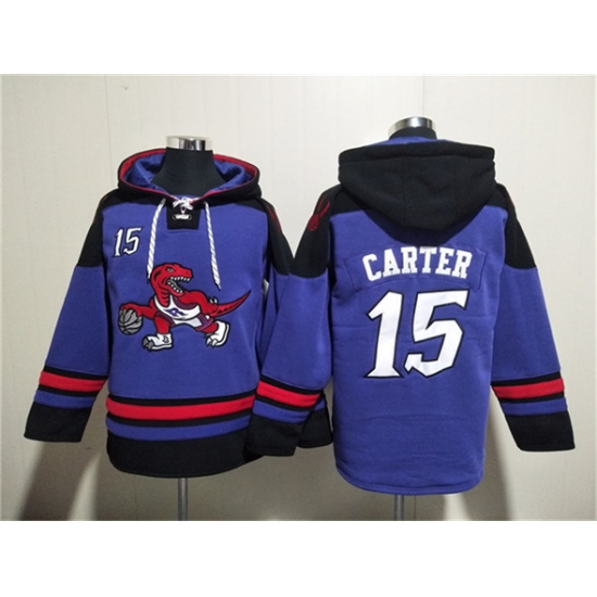 Men's Toronto Raptors 15 Vince Carter Purple Lace-Up Pullover Hoodie