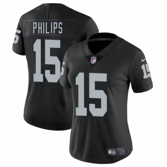 Women's Las Vegas Raiders 15 Kyle Philips Black 2025 Vapor Football Stitched Jersey(Run Small)