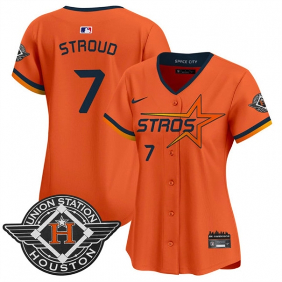 Women's Houston Astros 7 C.J. Stroud Orange 2025 City Connect Limited Stitched Baseball Jersey(Run Small)