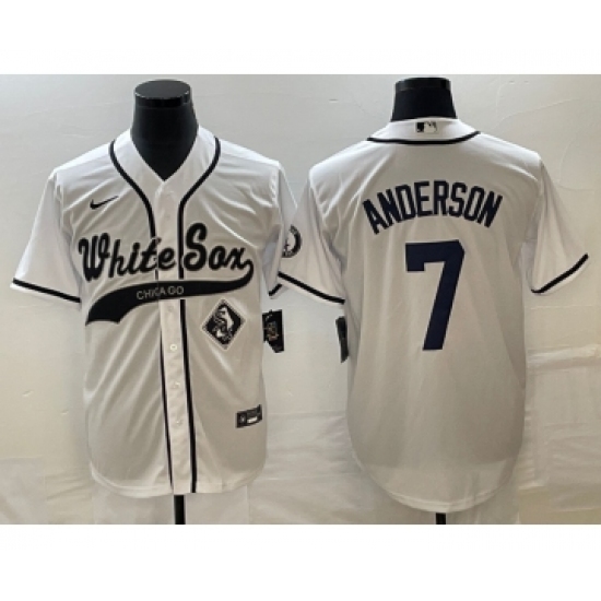 Men's Chicago White Sox 7 Tim Anderson White Cool Base Stitched Baseball Jersey