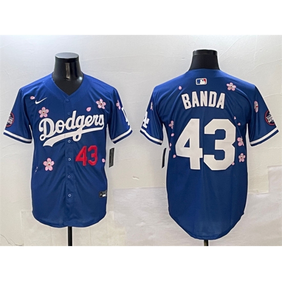 Men's Los Angeles Dodgers 43 Anthony Banda Royal 2025 Tokyo Series Limited Stitched Baseball Jersey