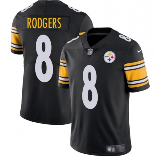 Men's Pittsburgh Steelers 8 Aaron Rodgers Black 2025 Vapor Limited Football Stitched Jersey