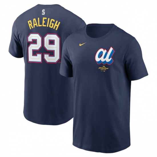 Men's American League 29 Cal Raleigh Navy 2025 All-Star Edition Name & Number T-Shirt