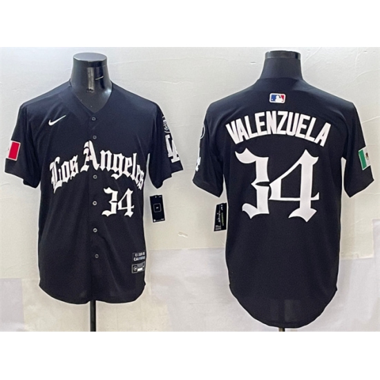 Men's Los Angeles Dodgers 34 Fernando Valenzuela Black Mexico 2025 LA Gothic Style With Fernando Vapor Premier Limited Stitched Baseball Jersey