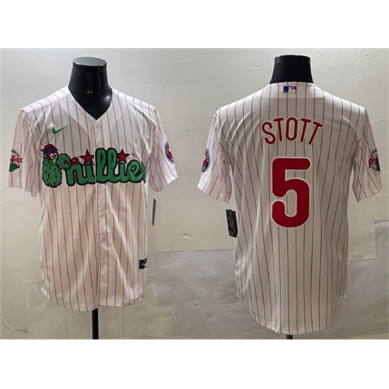 Men's Philadelphia Phillies 5 Bryson Stott White Phanatic Cool Base Stitched Jersey
