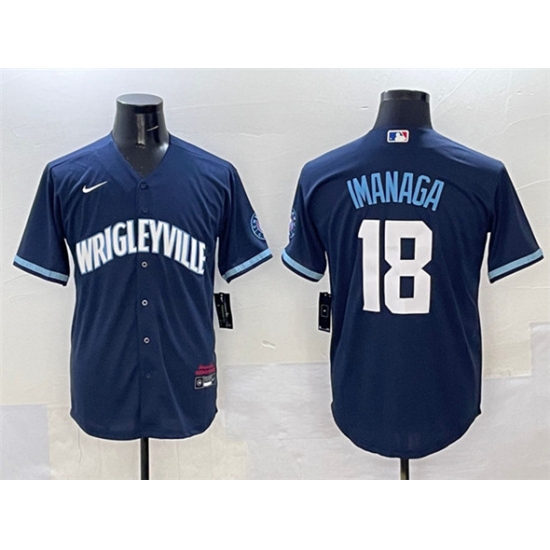 Men's Chicago Cubs 18 Shota Imanaga Navy City Connect Stitched Baseball Jersey