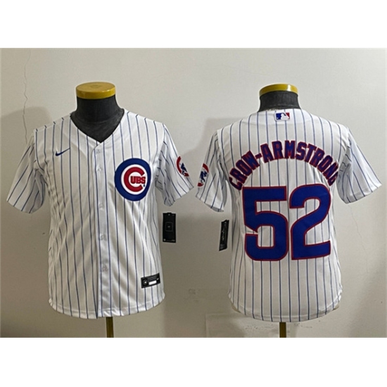 Youth Chicago Cubs 52 Pete Crow-Armstrong White Cool Base Stitched Baseball Jersey