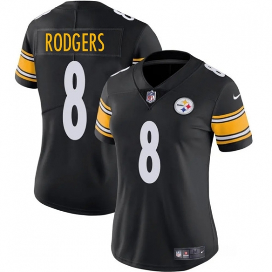 Women's Pittsburgh Steelers 8 Aaron Rodgers Black 2025 Vapor Untouchable Limited Football Stitched Jersey(Run Small)
