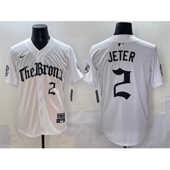 Men's New York Yankees 2 Derek Jeter White 'Gothic Legacy Edition' Vapor Premier Limited Stitched Baseball Jersey