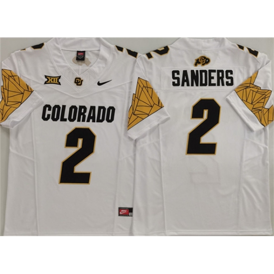 Men's Colorado Buffaloes 2 Shadeur Sanders White With XII 2025 F.U.S.E. Stitched Football Jersey