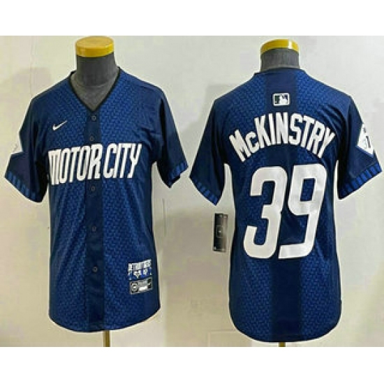 Youth Detroit Tigers 39 Zach McKinstry 2024 Navy City Connect Cool Base Limited Stitched Jersey