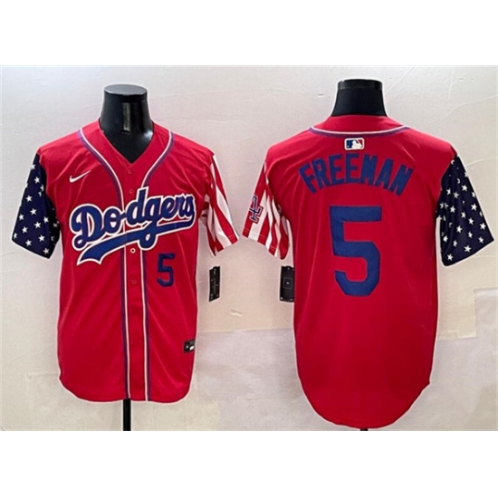 Men's Los Angeles Dodgers 5 Freddie Freeman Red Limited Stitched Baseball Jersey
