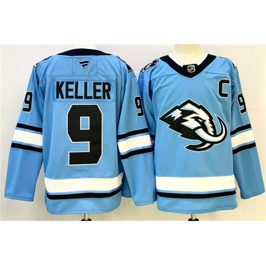 Men's Utah Mammoth 9 Clayton Keller Blue 2025 With C Stitched Jersey
