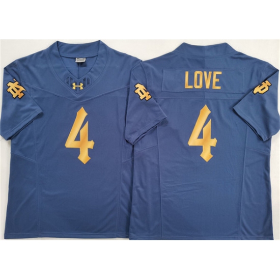 Men's Notre Dame Fighting Irish 4 Jeremiyah Love Navy Blue 2025 F.U.S.E. Limited Stitched Jersey