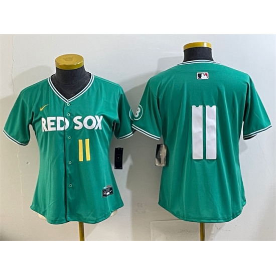 Youth Boston Red Sox 11 Rafael Devers Green 2025 City Connect Limited Stitched Baseball Jersey