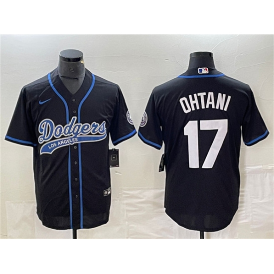 Men's Los Angeles Dodgers 17 Shohei Ohtani Black Cool Base Stitched Baseball Jersey