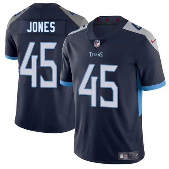 Men's Tennessee Titans 45 Dre'Mont Jones Navy 2025 Vapor Limited Football Stitched Jersey