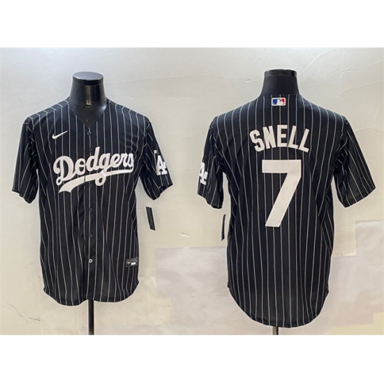 Men's Los Angeles Dodgers 7 Blake Snell Black Cool Base Stitched Baseball Jersey