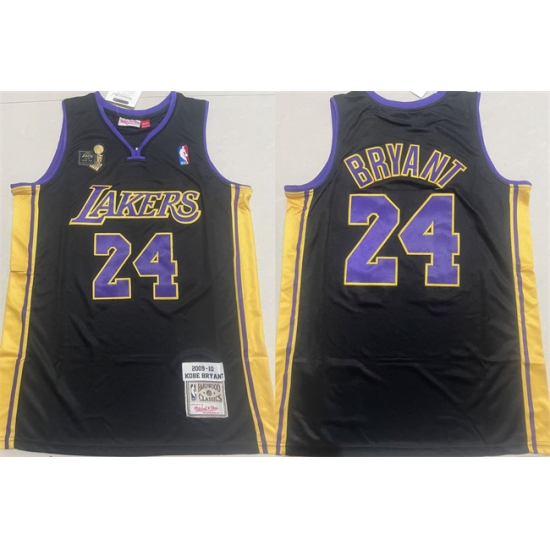 Men's Los Angeles Lakers 24 Kobe Bryant Black Throwback Stitched Basketball Jersey