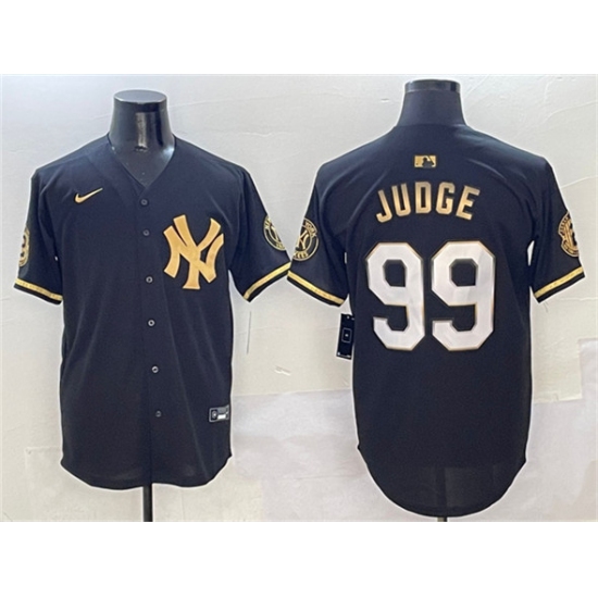 Men's New York Yankees 99 Aaron Judge Black Gold With Limited Stitched Baseball Jersey