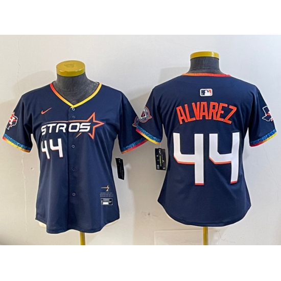 Women's Houston Astros 44 Yordan Alvarez Navy 2025 City Connect With Texas Patch Limited Stitched Baseball Jersey(Run Small)