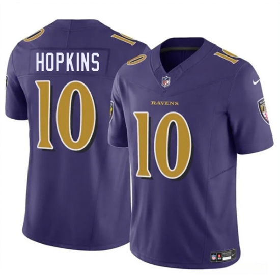 Men's Baltimore Ravens 10 DeAndre Hopkins Purple 2025 F.U.S.E. Vapor Limited Football Jersey