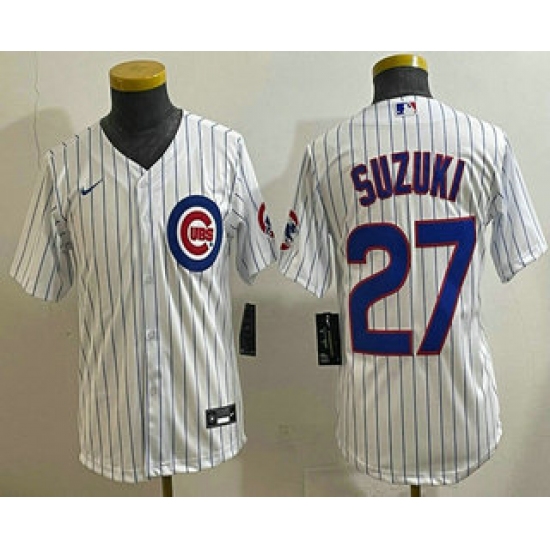 Youth Chicago Cubs 27 Seiya Suzuki White Limited Stitched Jersey