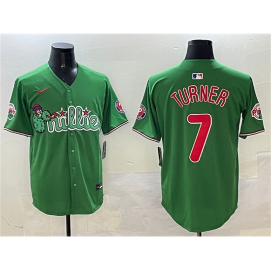 Men's Philadelphia Phillies 7 Trea Turner Green Phanatic Limited Stitched Jersey
