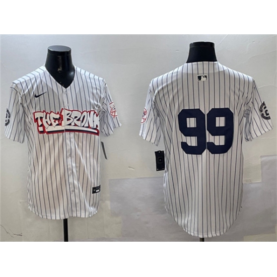 Men's New York Yankees 99 Aaron Judge White Bronx Graffiti Vapor Limited Stitched Baseball Jersey