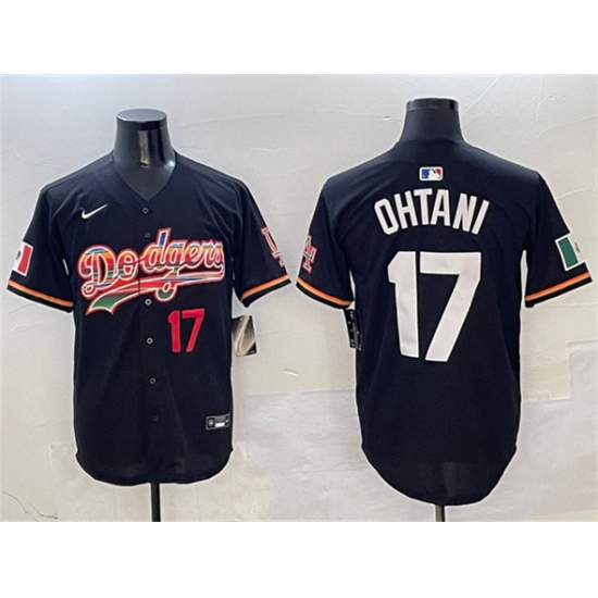 Men's Los Angeles Dodgers 17 Shohei Ohtani Black Mexico Limited Stitched Baseball Jersey