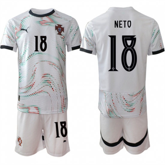 Men's Portugal Team 18 Pedro Neto 2025 White Away Soccer Jersey Suit