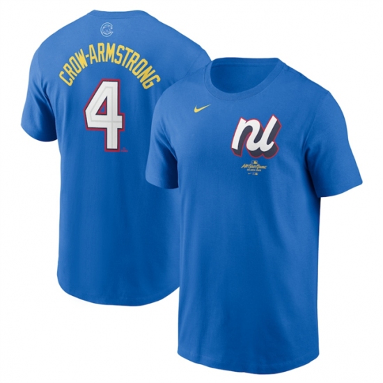 Men's National League 4 Pete Crow-Armstrong Royal 2025 All-Star Edition Name & Number T-Shirt