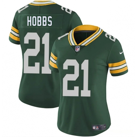 Women's Green Bay Packers 21 Nate Hobbs Green 2025 Vapor Untouchable Limited Stitched Jersey