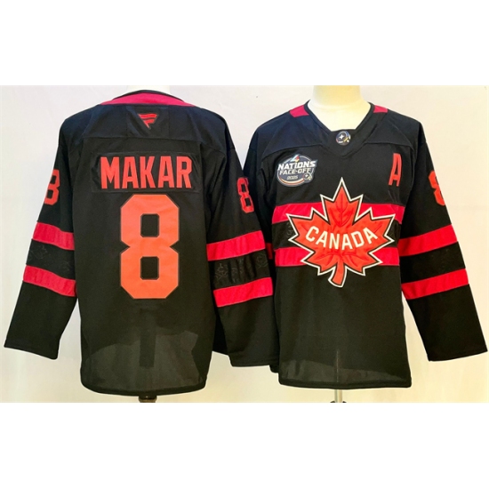 Men's Canada 8 Cale Makar Black 2025 4 Nations Face-Off Premium With A Stitched Jersey
