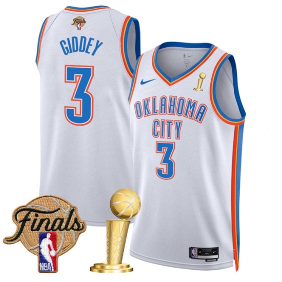 Men's Oklahoma City Thunder 3 Dillon Jones White 2025 Finals And Finals Champions Association Edition Stitched Basketball Jersey