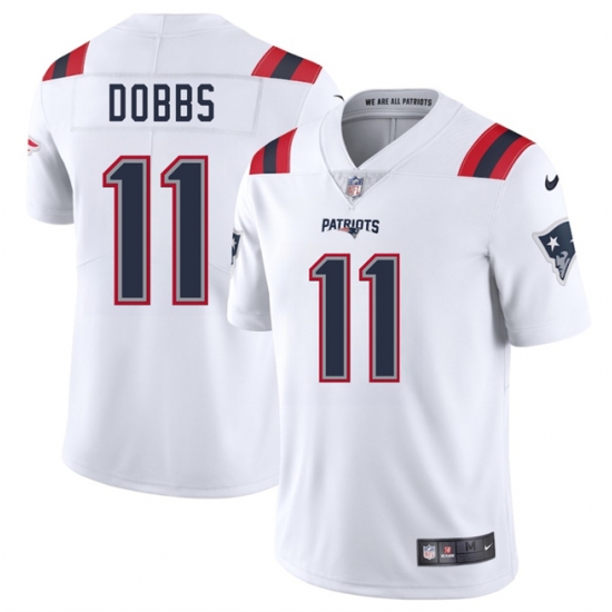 Men's New England Patriots 11 Joshua Dobbs White 2025 Vapor Limited Football Stitched Jersey