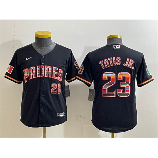 Youth San Diego Padres 23 Fernando Tatis Jr. Black Mexico Cool Base Stitched Baseball Jersey