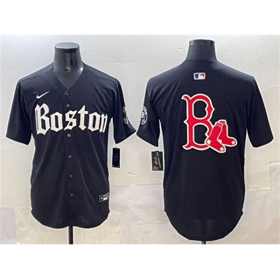Men's Boston Red Sox Team Big Logo Black Gothic Vapor Limited Stitched Baseball Jersey