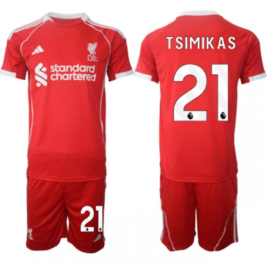 Men's Liverpool 21 Kostas Tsimikas 2025 Red Home Soccer Jersey Suit